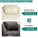 Modern Off White Reclining Chair Faux Leather/Fabric Massage
