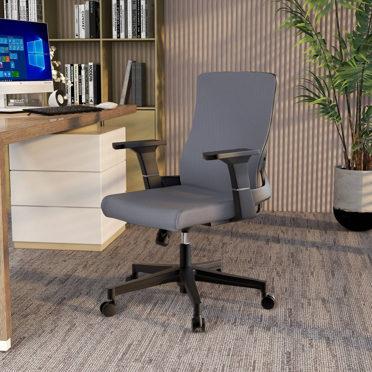 Adjustable Mid-Back Office Chair with 360-Degree Swivel and Tilt Brio Series by LeisureMod