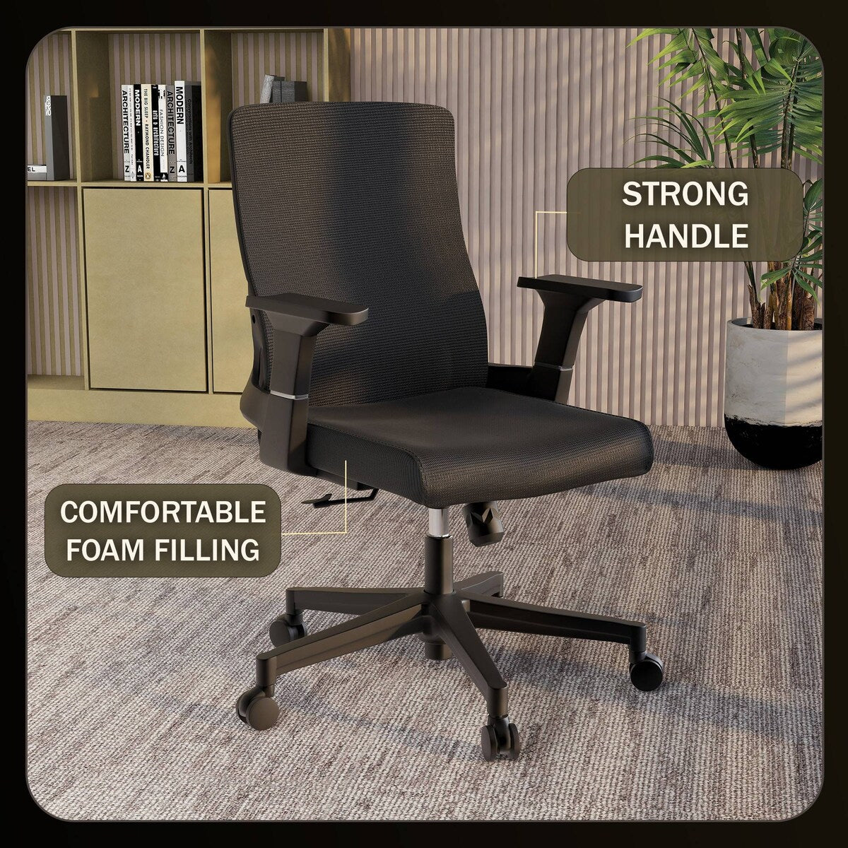 Adjustable Mid-Back Office Chair with 360-Degree Swivel and Tilt Brio Series by LeisureMod