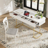 Modern Office Desk with Power Socket and 3 Drawers