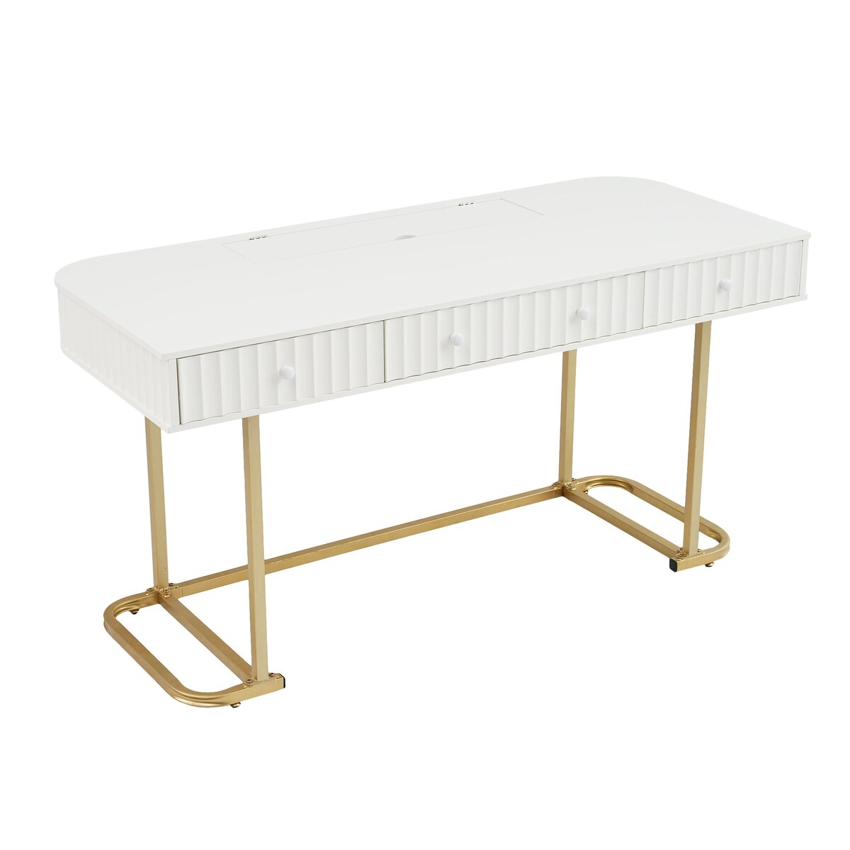 Modern Office Desk with Power Socket and 3 Drawers