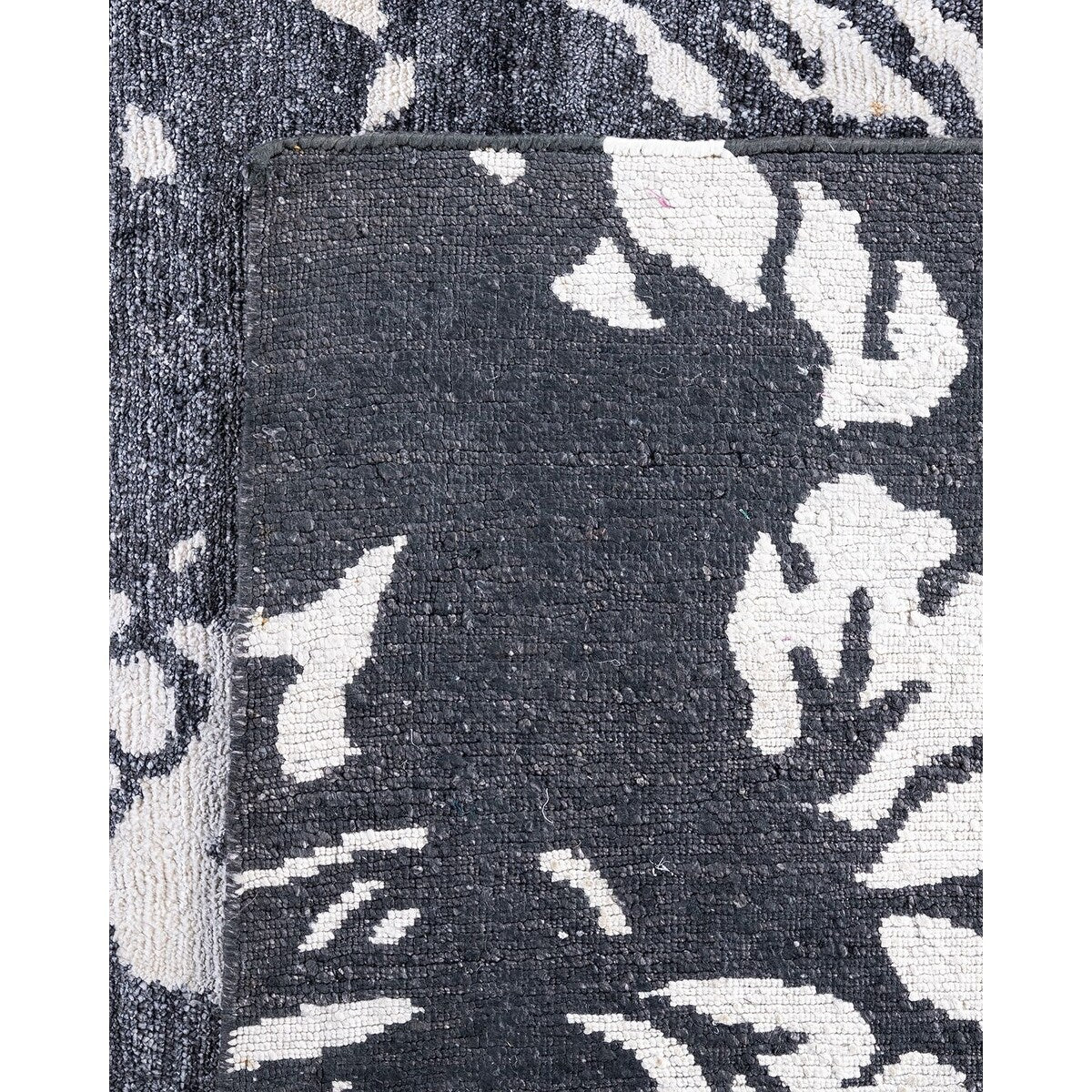 Modern One-of-a-Kind Hand-Knotted Area Rug - Black, 8' 2" x 10' 1" - 8' 2" x 10' 1"