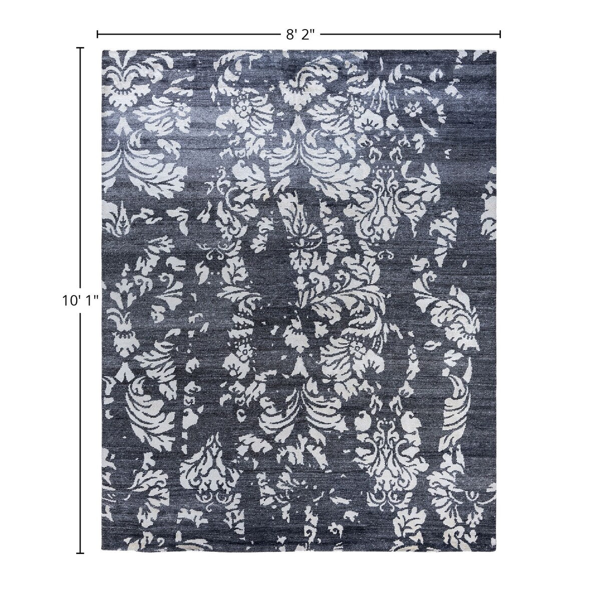 Modern One-of-a-Kind Hand-Knotted Area Rug - Black, 8' 2" x 10' 1" - 8' 2" x 10' 1"