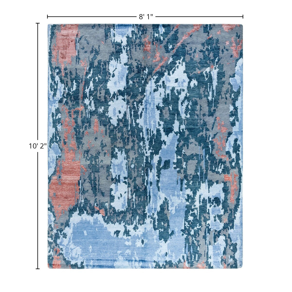 Modern One-of-a-Kind Hand-Knotted Area Rug - Gray, 8' 1" x 10' 2" - 8' 1" x 10' 2"