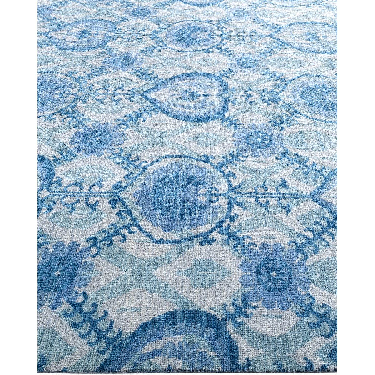 Modern One-of-a-Kind Hand-Knotted Area Rug - Ivory, 9' 1" x 12' 3" - 9' 1" x 12' 3"