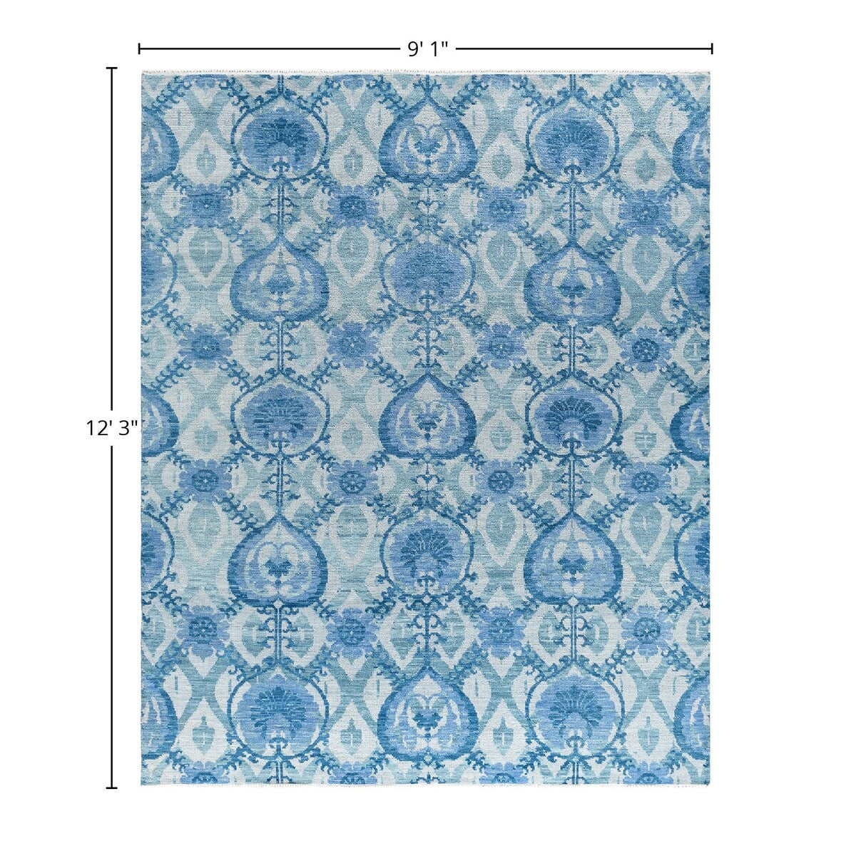 Modern One-of-a-Kind Hand-Knotted Area Rug - Ivory, 9' 1" x 12' 3" - 9' 1" x 12' 3"