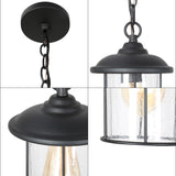 Modern Farmhouse Outdoor Patio Pendants Black Seeded Glass Shade Ceiling Light - Textured Black - D 6.5"x H 10.5"