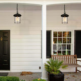 Modern Farmhouse Outdoor Patio Pendants Black Seeded Glass Shade Ceiling Light - Textured Black - D 6.5"x H 10.5"