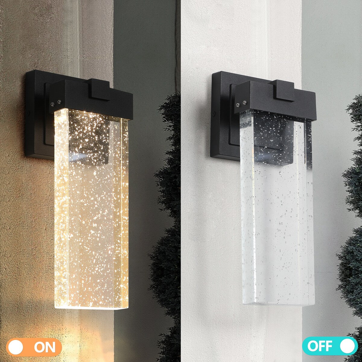 Modern Outdoor Waterproof Transparent LED Crystal Wall Lamp, 2 PC