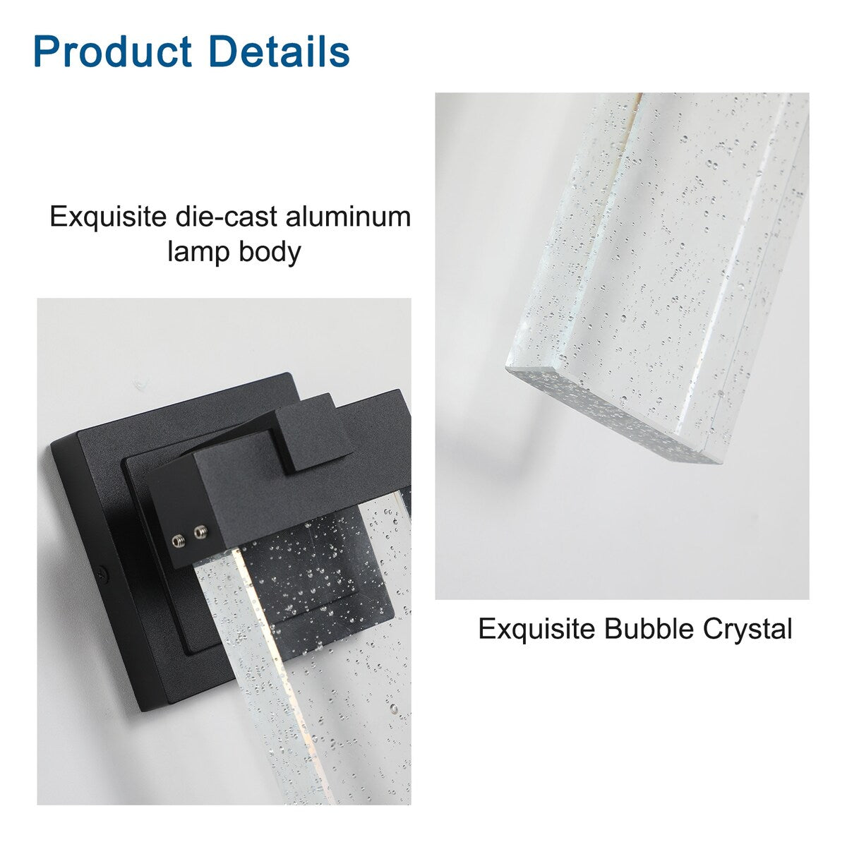 Modern Outdoor Waterproof Transparent LED Crystal Wall Lamp, 2 PC