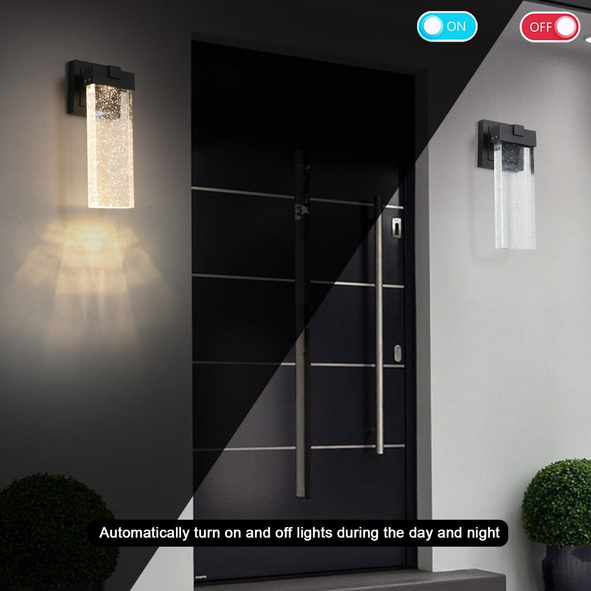 Modern Outdoor Waterproof Transparent LED Crystal Wall Lamp, 2 PC