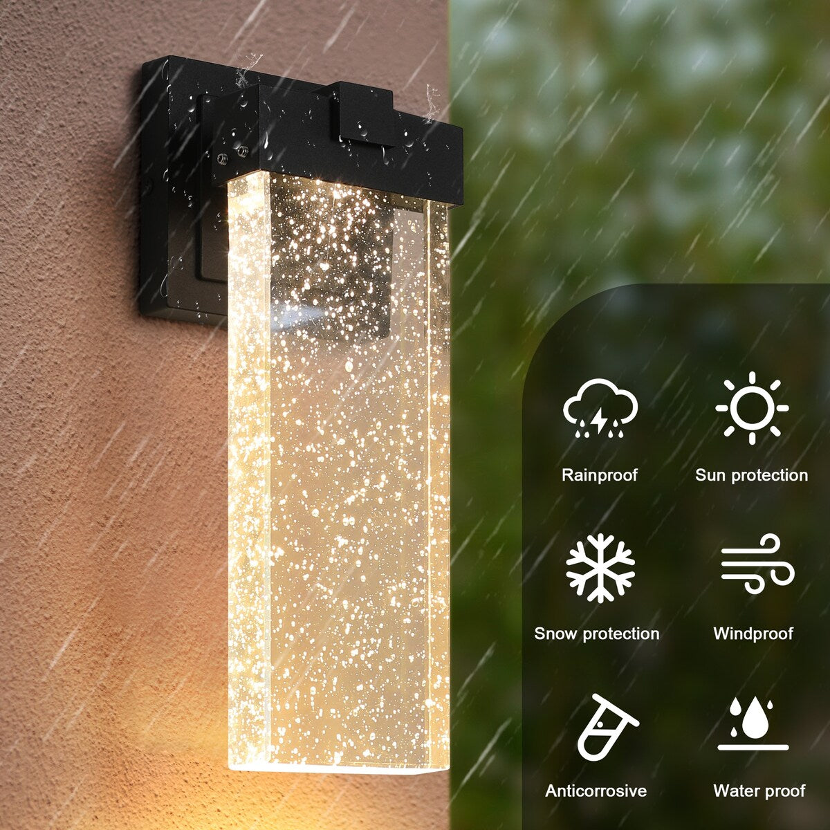 Modern Outdoor Waterproof Transparent LED Crystal Wall Lamp, 2 PC