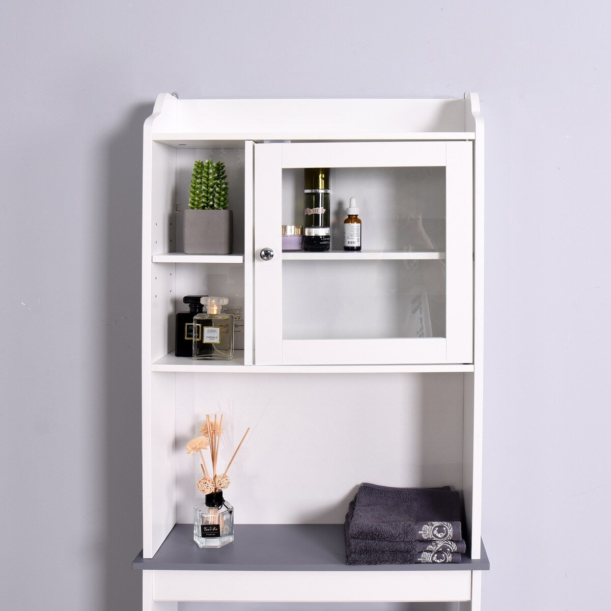 Modern Over The Toilet Space Saver Organization Wood Storage Cabinet