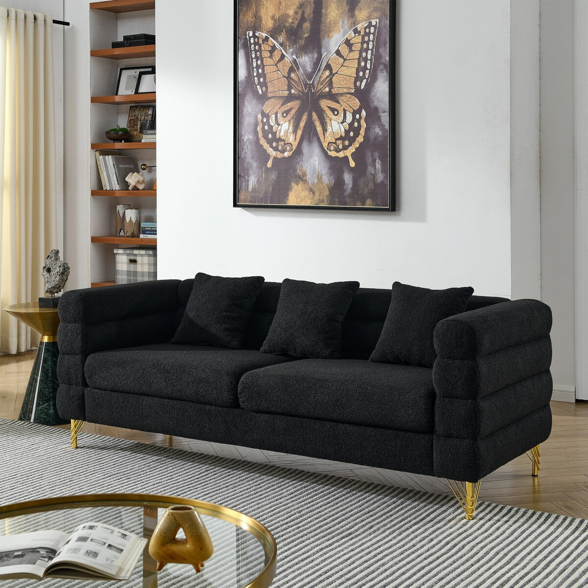Modern Oversized Streamline 3-Seat Sofa, Fashionable Legs