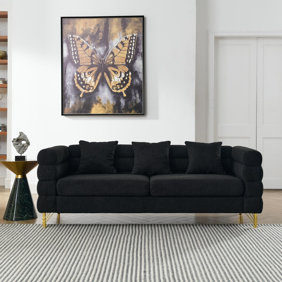 Modern Oversized Streamline 3-Seat Sofa, Fashionable Legs
