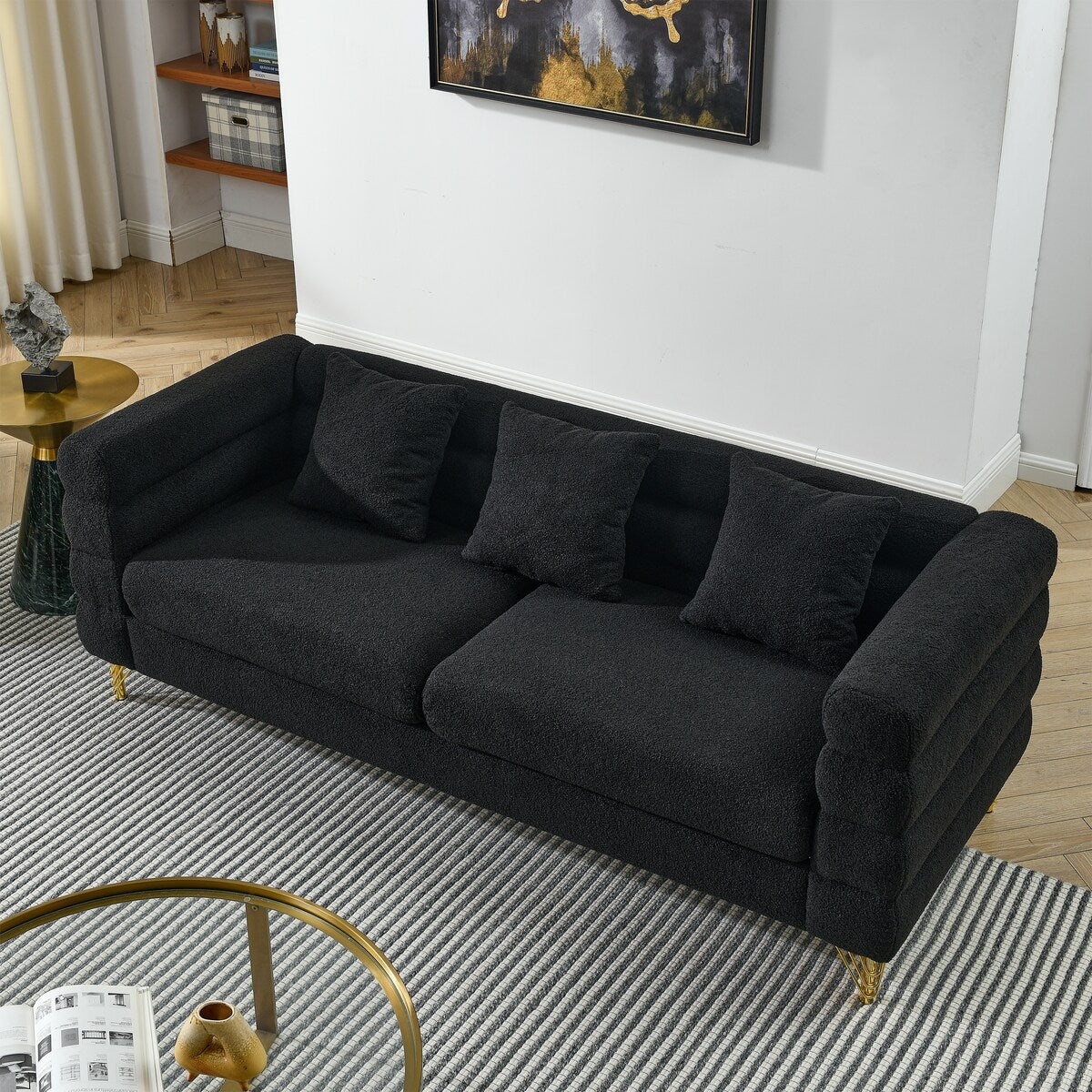 Modern Oversized Streamline 3-Seat Sofa, Fashionable Legs