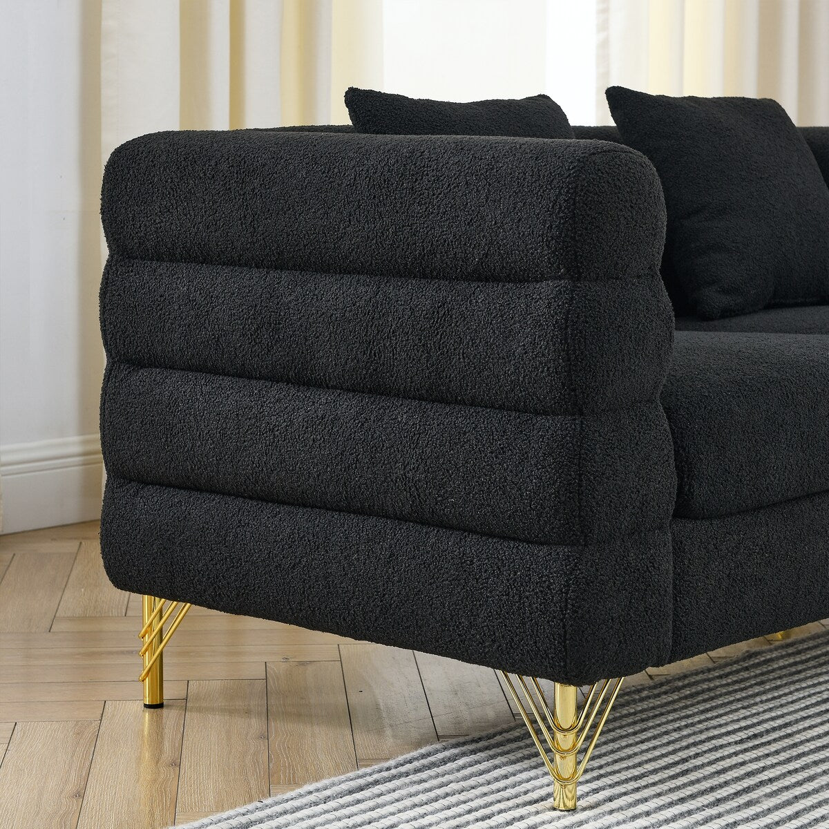 Modern Oversized Streamline 3-Seat Sofa, Fashionable Legs