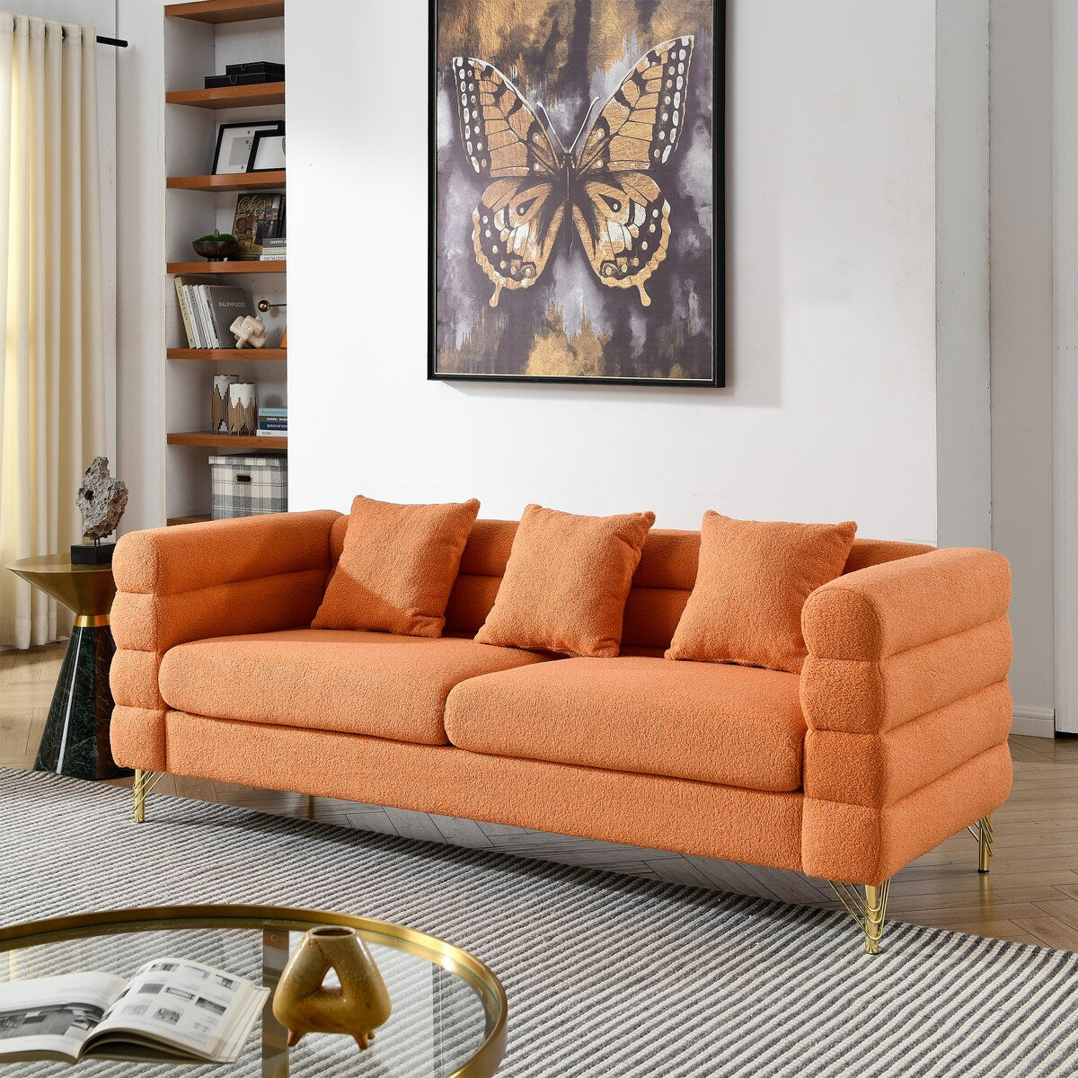 Modern Oversized Streamline 3-Seat Sofa, Fashionable Legs