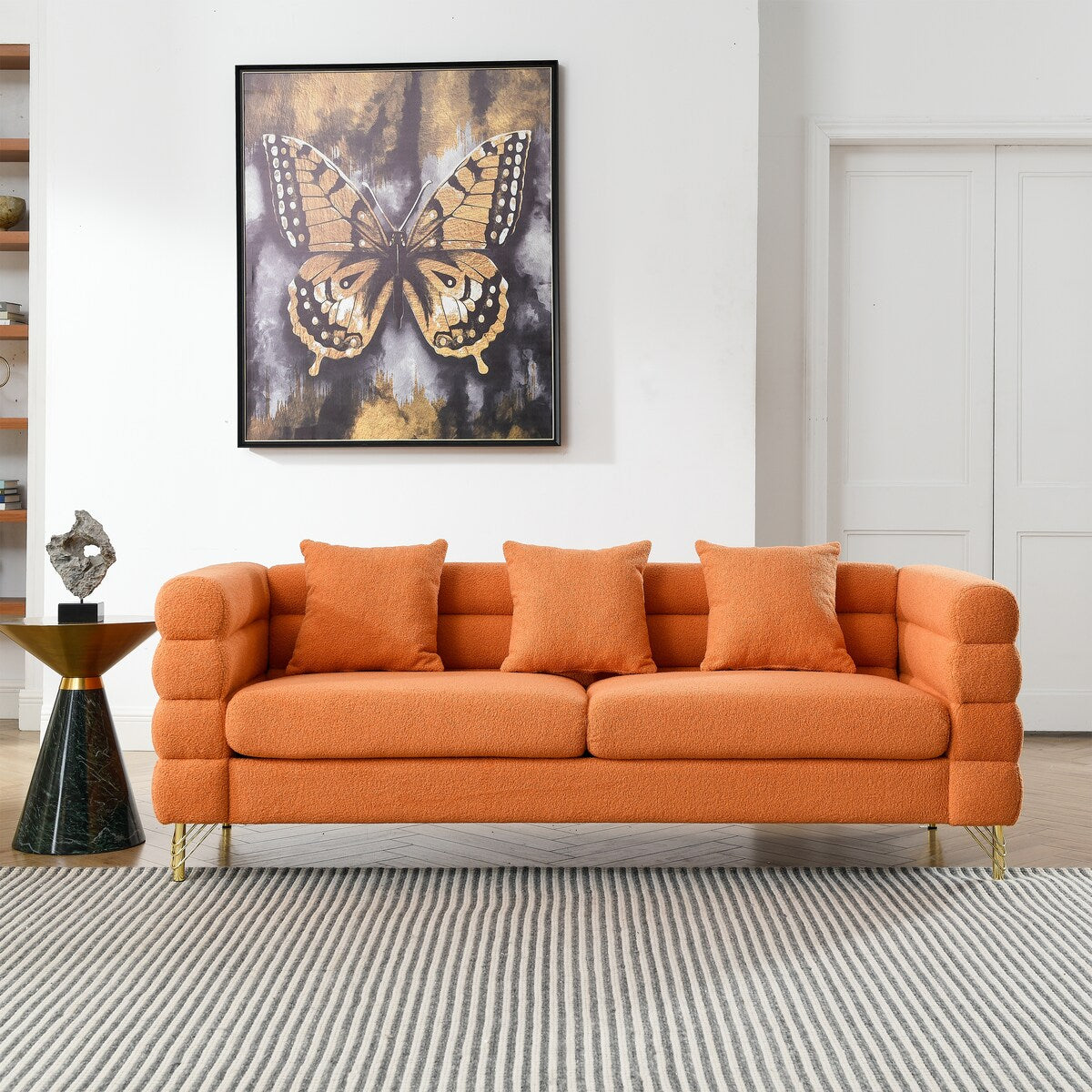 Modern Oversized Streamline 3-Seat Sofa, Fashionable Legs