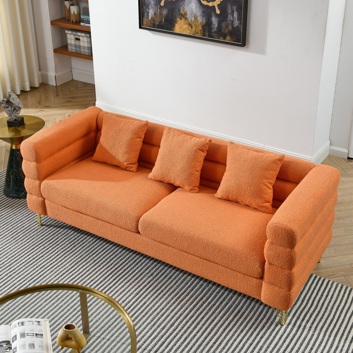 Modern Oversized Streamline 3-Seat Sofa, Fashionable Legs