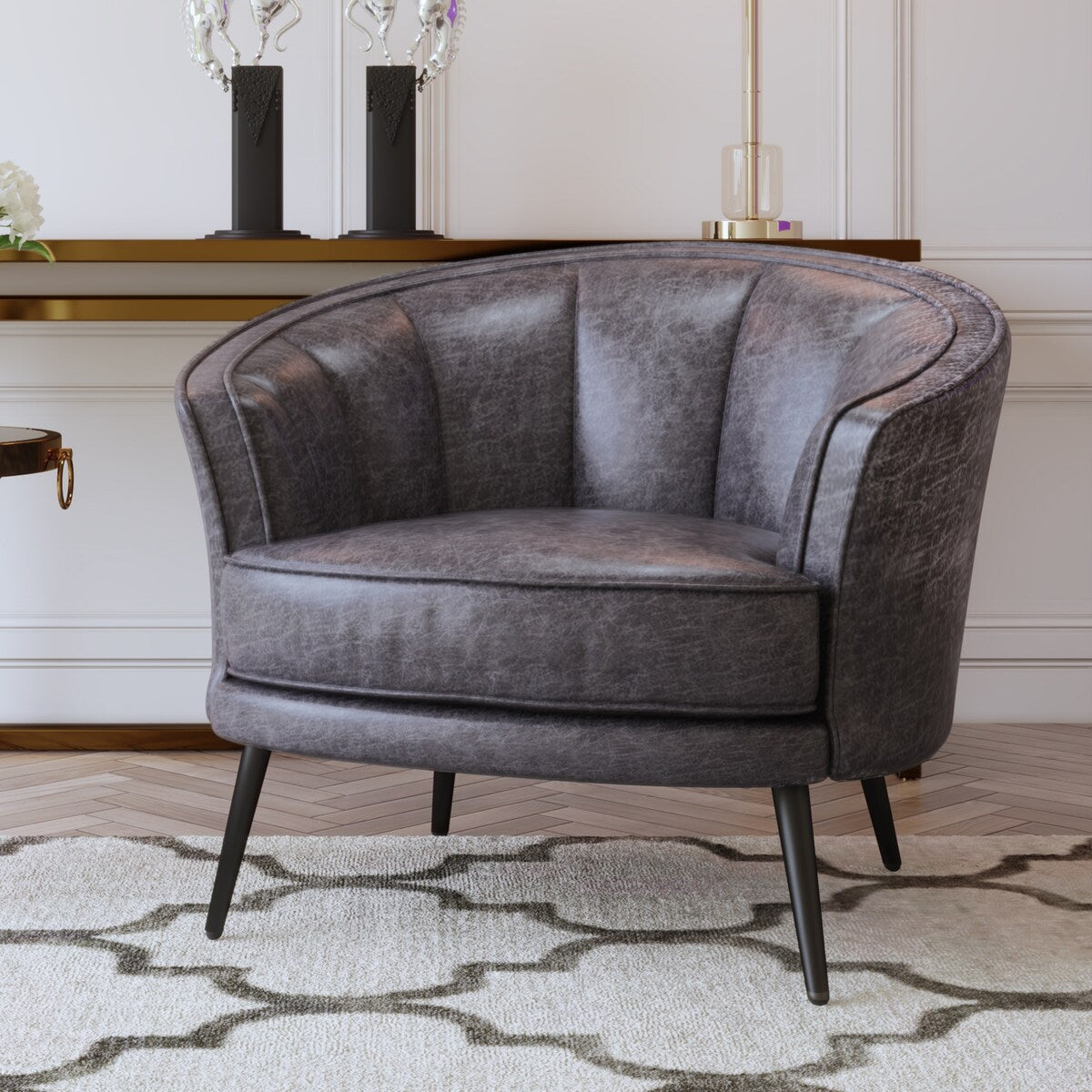 Modern PU Leather Tub Barrel Chair Leisure Accent Chair