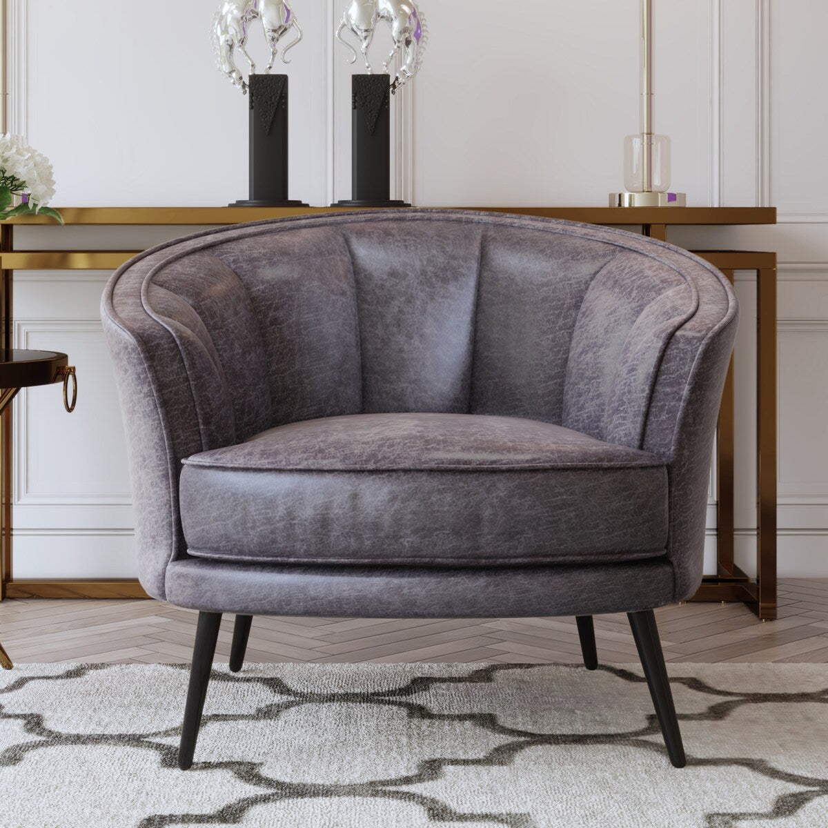 Modern PU Leather Tub Barrel Chair Leisure Accent Chair