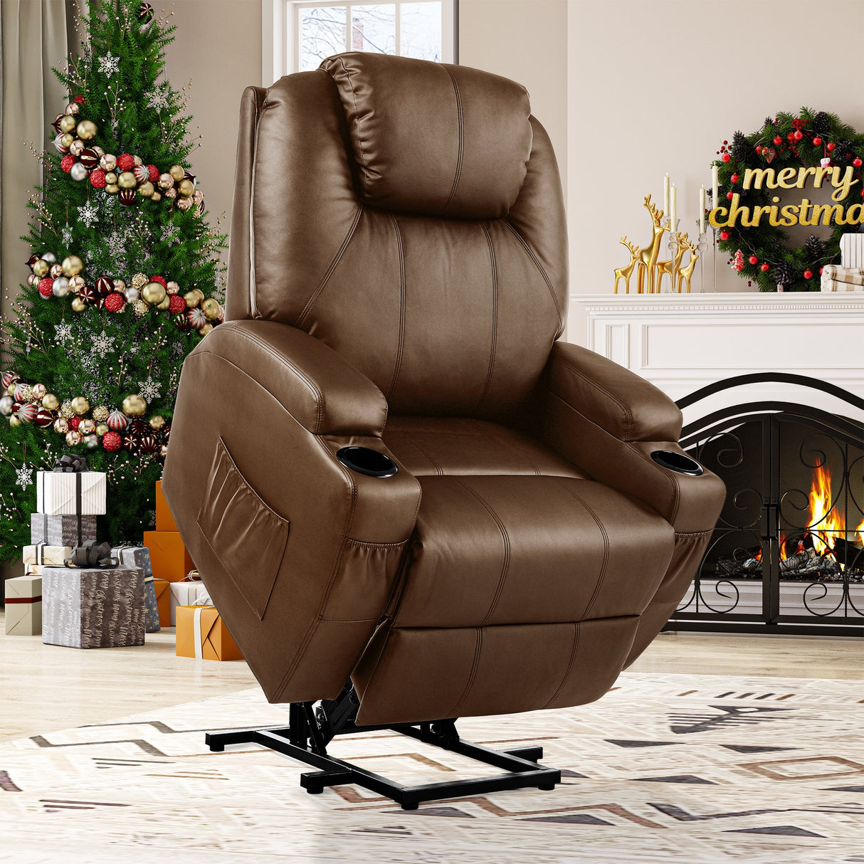 Modern PU Power Lift Recliner Sofa with Massage Chair