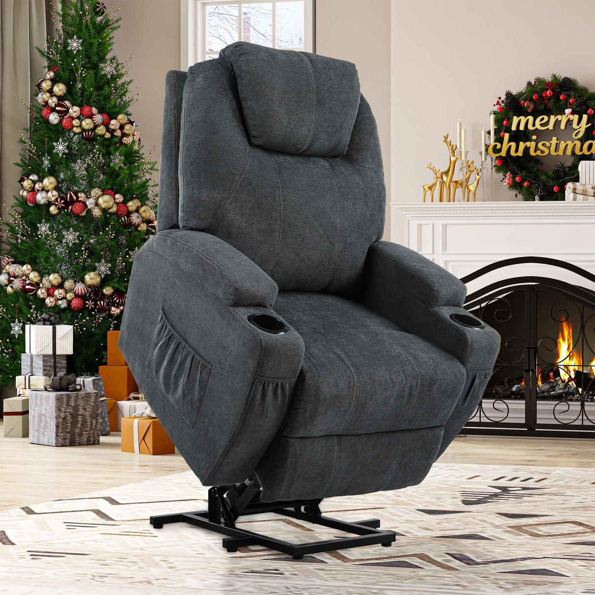 Modern PU Power Lift Recliner Sofa with Massage Chair