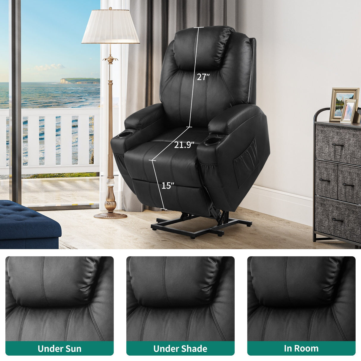 Modern PU Power Lift Recliner Sofa with Massage Chair