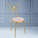 Modern Pink Velvet Vanity Chair with Stool
