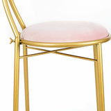 Modern Pink Velvet Vanity Chair with Stool