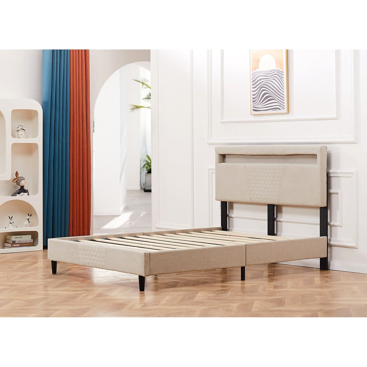 Modern Platform Bed with LED Lights