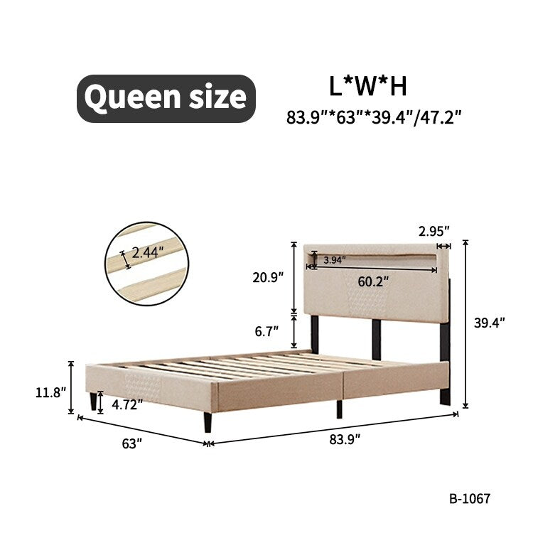 Modern Platform Bed with LED Lights