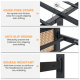 Modern Rattan Platform Bed Frame with Headboard LED light