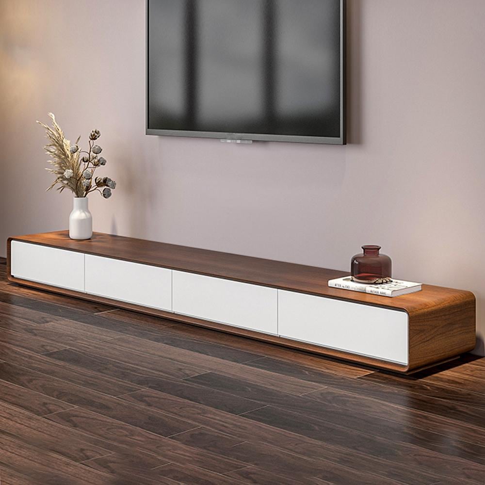 Modern Rectangular TV Stand with 4 Drawers, Wood Veneer Media Console,