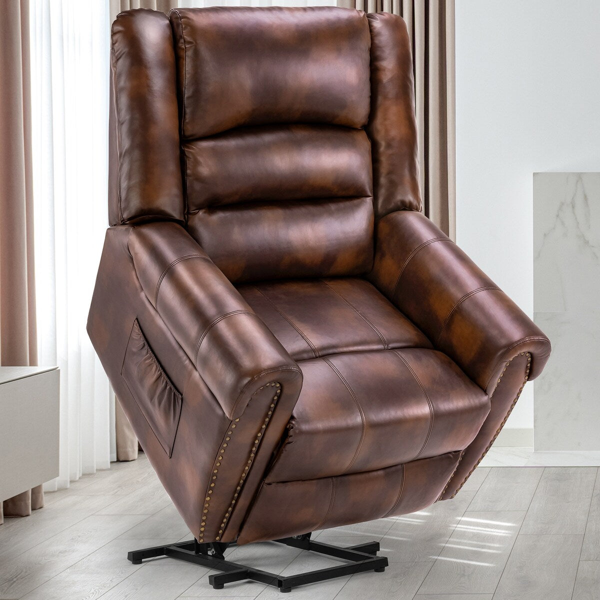 Modern Retro Brown Reclining Chair PU Massage