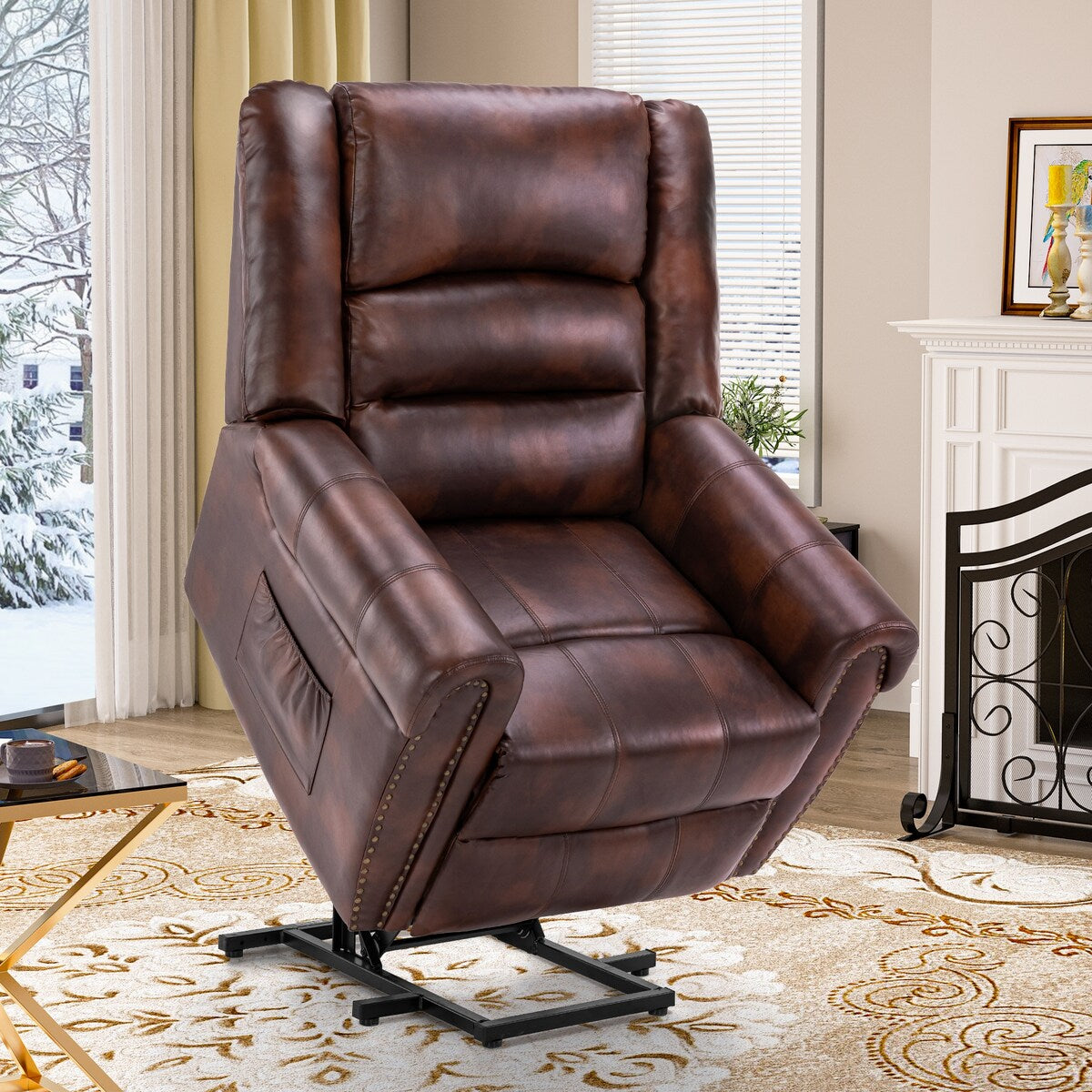 Modern Retro Brown Reclining Chair PU Massage