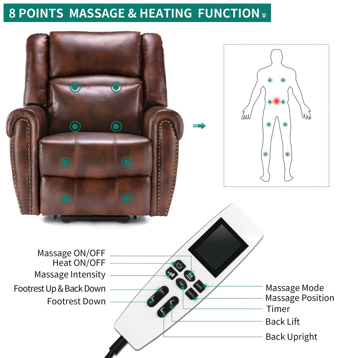 Modern Retro Brown Reclining Chair PU Massage