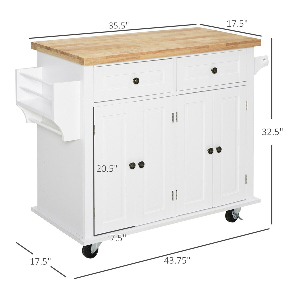2024 NEW Modern Rolling Kitchen Island Cart with Spice Rack