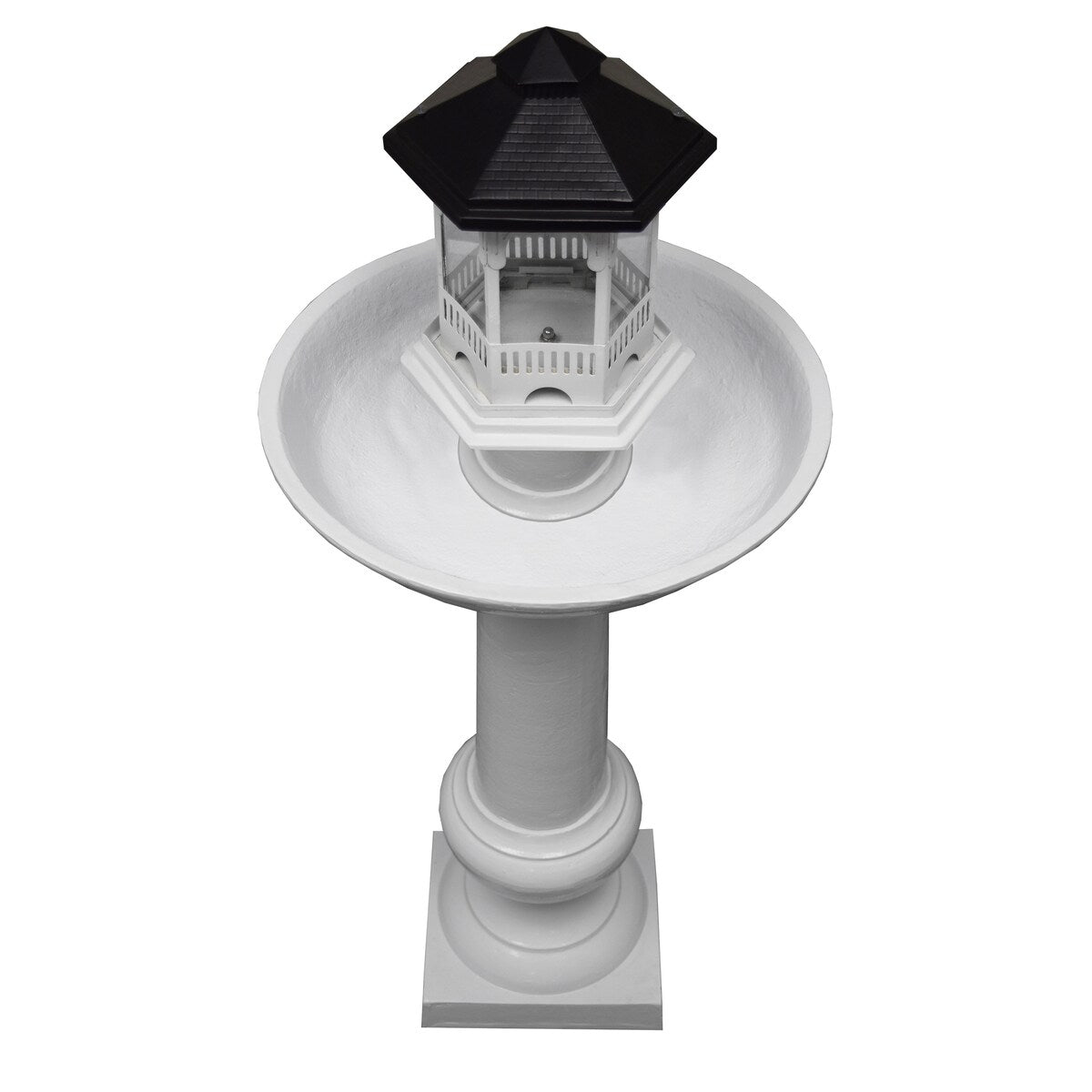 Modern Round Cast Aluminum Metal 40-in Bird Bath and Bird Feeder Combo
