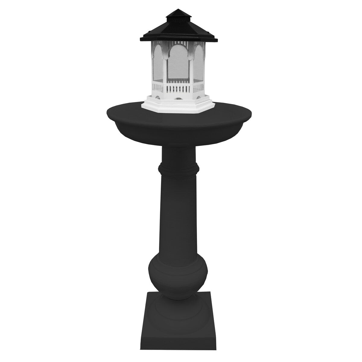 Modern Round Cast Aluminum Metal 40-in Bird Bath and Bird Feeder Combo