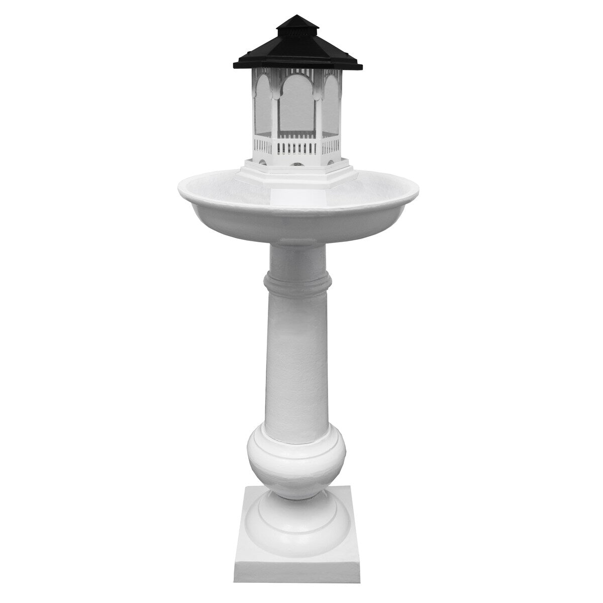 Modern Round Cast Aluminum Metal 40-in Bird Bath and Bird Feeder Combo
