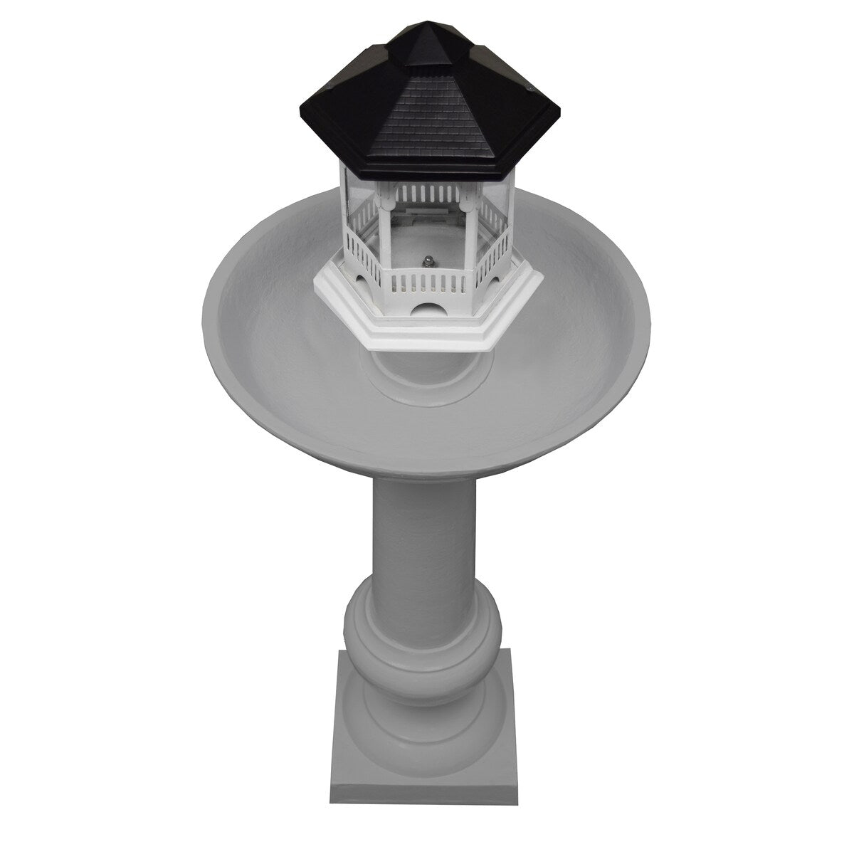 Modern Round Cast Aluminum Metal 40-in Bird Bath and Bird Feeder Combo