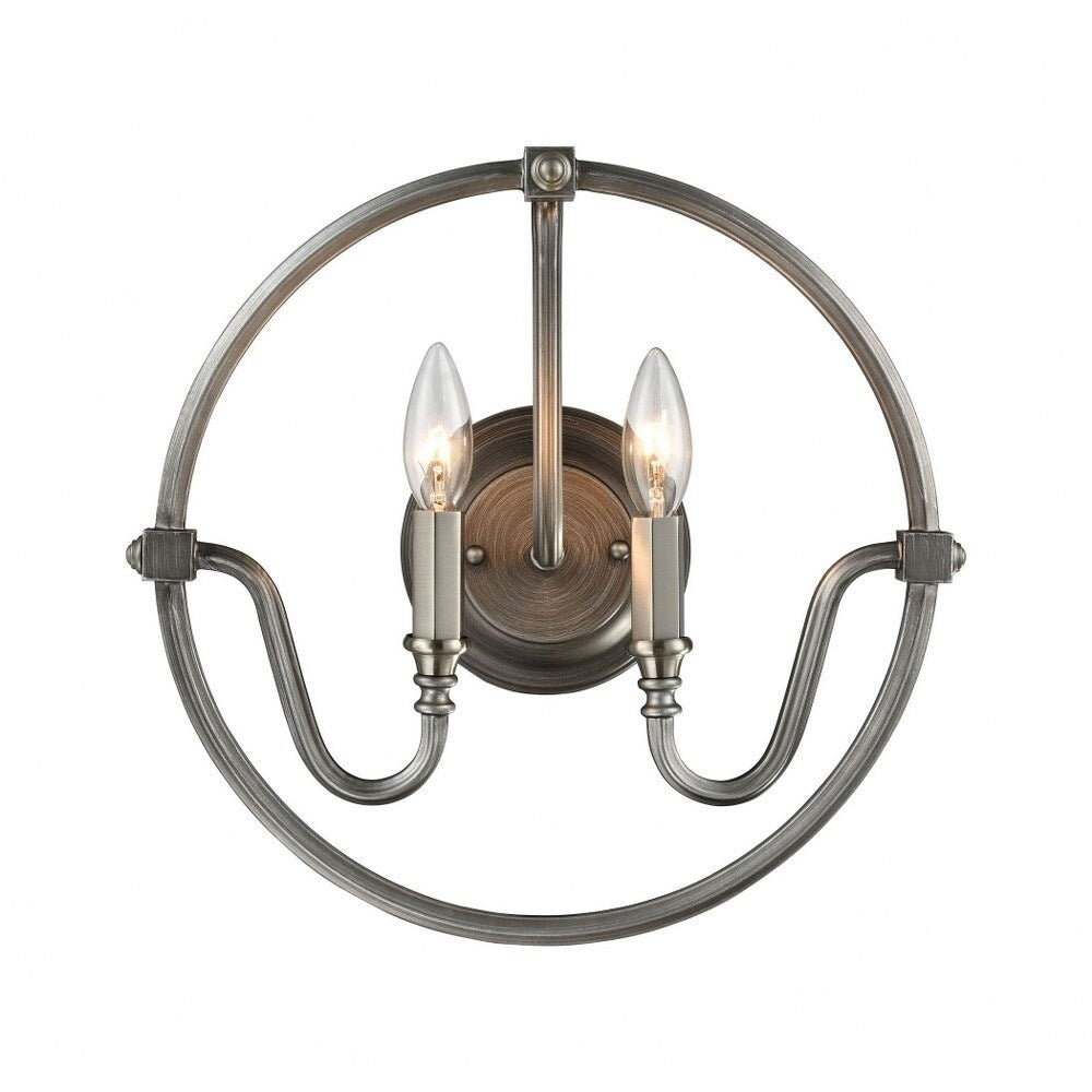 Modern Round Classic Candelabra Two Light Wall Sconce In Brushed