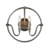 Modern Round Classic Candelabra Two Light Wall Sconce In Brushed