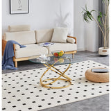 Modern Round Clear Glass Coffee Table with Tempered Glass and Stainless Steel Base