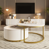 Modern Round Nesting Coffee Table with Drawer (Set of 2) by Harper&Bright Designs