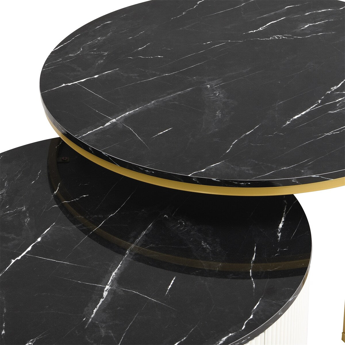 Modern Round Nesting Coffee Table with Drawer (Set of 2) by Harper&Bright Designs