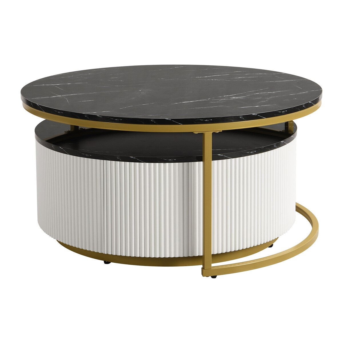 Modern Round Nesting Coffee Table with Drawer (Set of 2) by Harper&Bright Designs