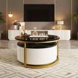 Modern Round Nesting Coffee Table with Drawer (Set of 2) by Harper&Bright Designs